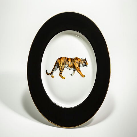 Mw Tiger Black 33 Cm Charger Plate