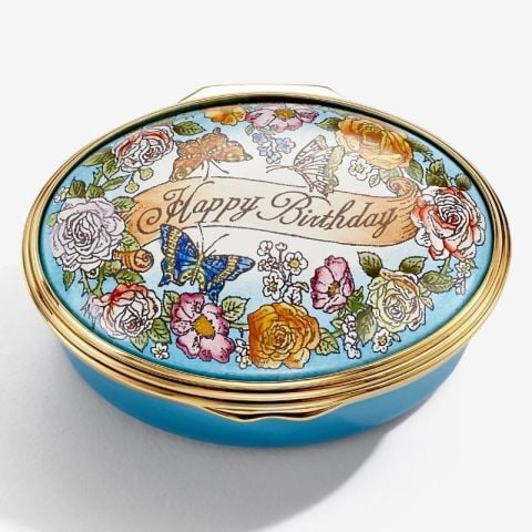 Happy Birthday - Floral - Enamel Box
