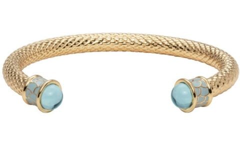 Salamander Torque Bangle Aquamarine & Gold