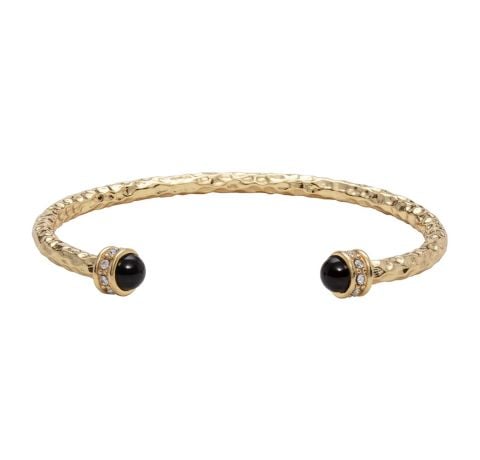 Hammered Torque Black & Gold Bangle
