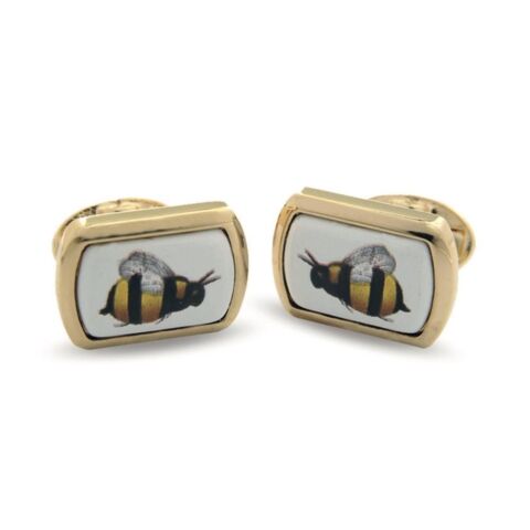 Bee - Rectangular - Gold - Cufflinks