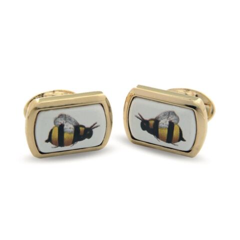 Bee Rectangular Gold Cufflinks