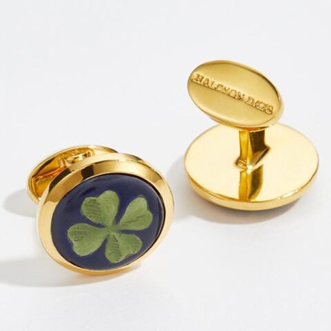 Clover Round Gold Cufflinks