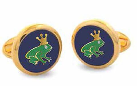 Frog Prince Round Gold Cufflinks