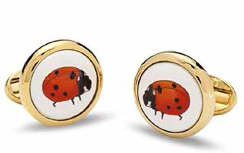 Lady Bird Round Gold Cufflinks