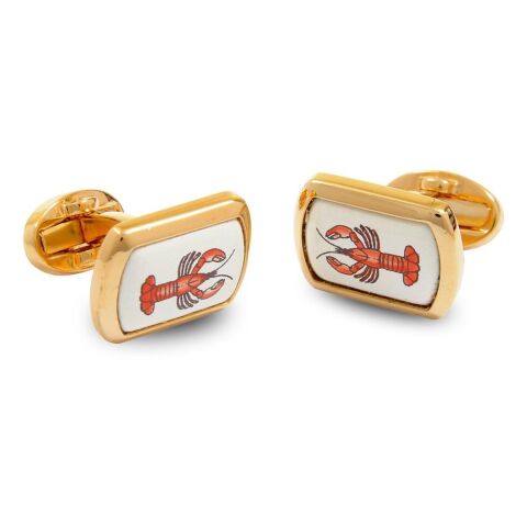 Lobster Rectangular Gold Cufflinks