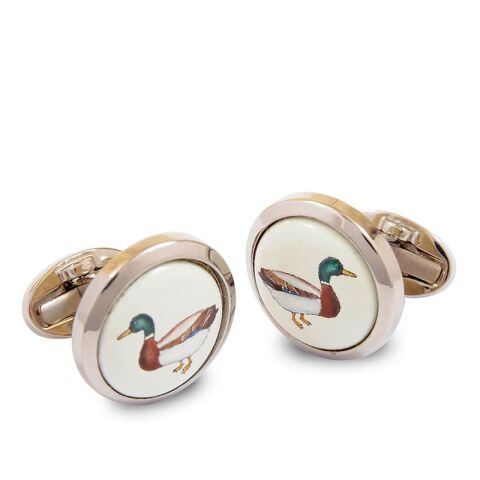 Mallard Round Palladium Cufflinks