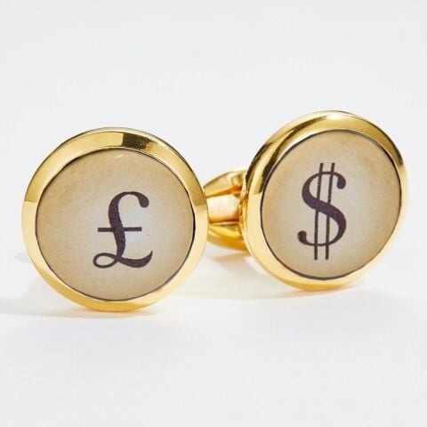 Pound And Dollar Gold Cufflinks