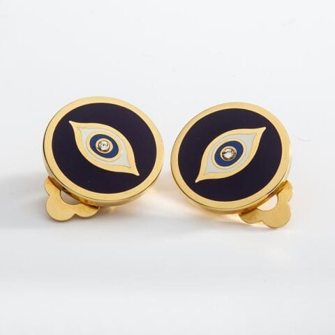Evil Eye Sparkle Clip On Earrings