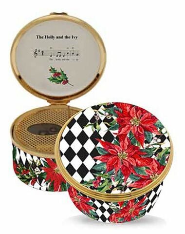 Christmas Parterre - Musical Enamel Box -'The Holly & The Ivy'