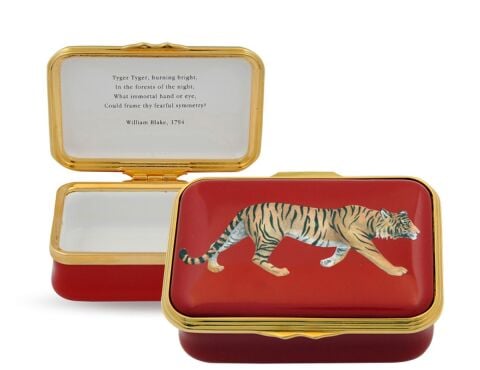 Halcyon Days Tiger Red Enamel Box