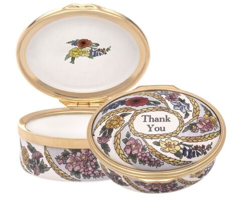 Halcyon Days Thank You Oval Enamel Box Deco Base