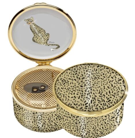 Halcyon Days Leopard Musical Enamel Box