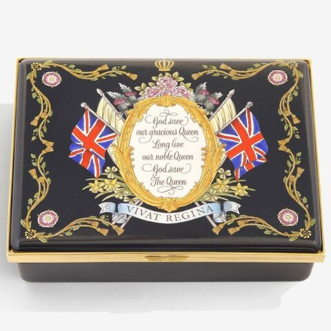 Vivat Regina  - Navy - Leather Lined Enamel Box LE120