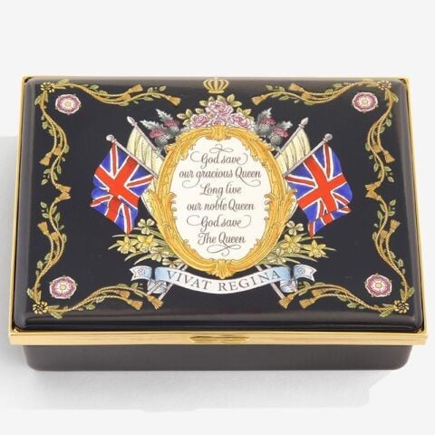 Vivat Regina  - Navy - Leather Lined Enamel Box LE120