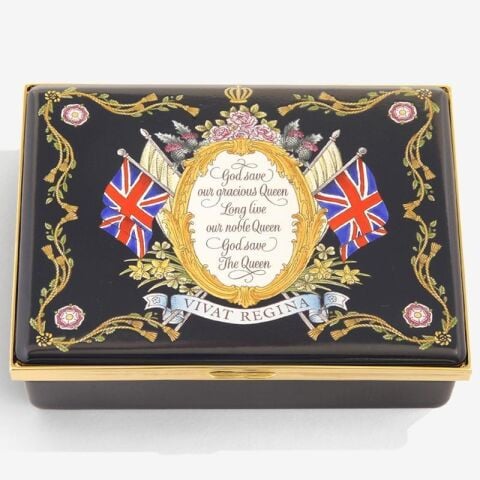 Vivat Regina Navy Leather Lined Enamel Box Le120