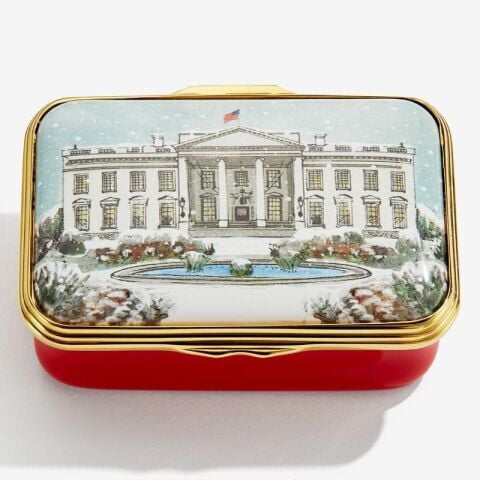 The White House İn The Snow Enamel Box