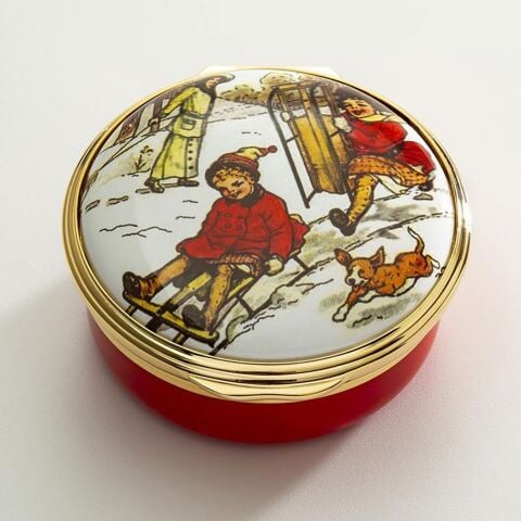 Winter Sledging Party Enamel Box
