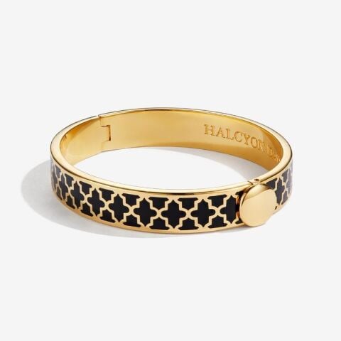 1 Cm Agama Black Gold Hinged Bangle