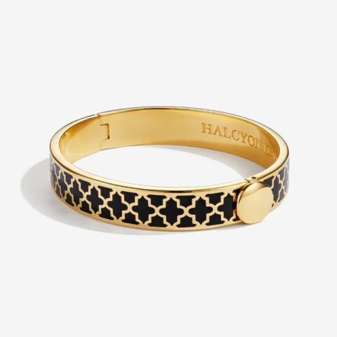 1cm Agama - Black - Gold - Hinged Bangle