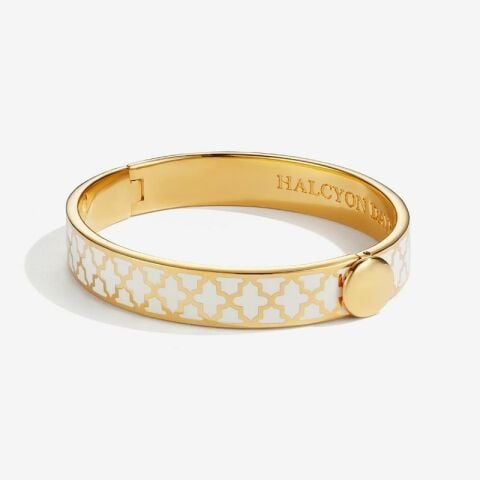 1cm Agama - Cream - Gold - Hinged Bangle