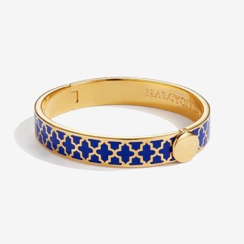 1 Cm Agama Deep Cobalt Gold Hinged Bangle