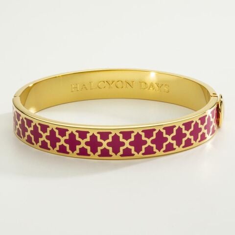 1 Cm Agama Pink Tourmaline Gold Hinged Bangle