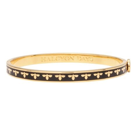6mm Bee - Black - Gold - Hinged Bangle