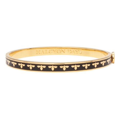 6Mm Bee Black Gold Hinged Bangle