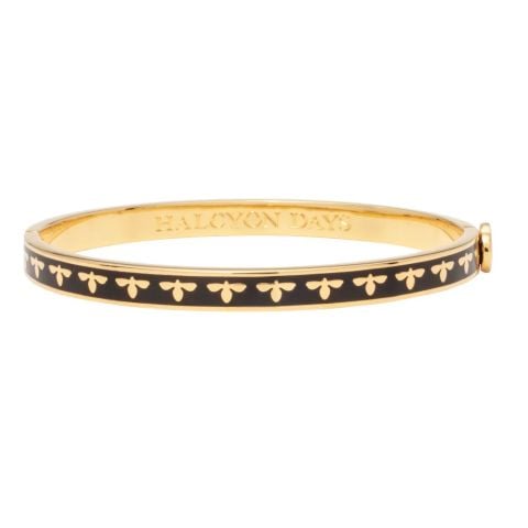 6mm Bee - Black - Gold - Hinged Bangle
