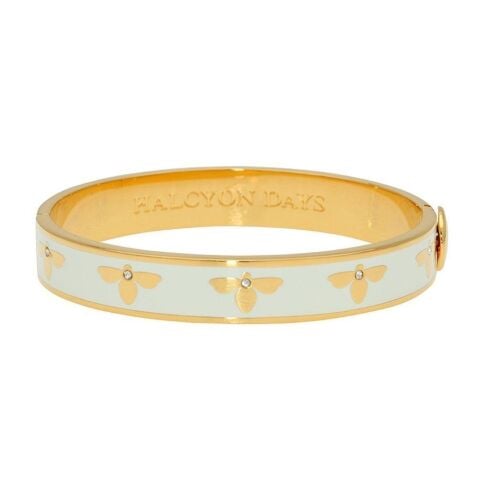 1cm Bee - Cream - Gold - Hinged Bangle