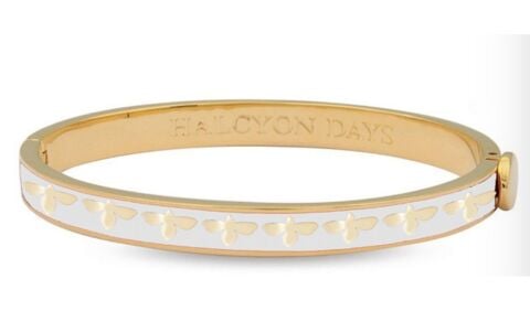 6mm Bee - Cream - Gold - Hinged Bangle