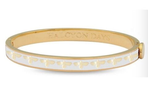 6mm Bee - Cream - Gold - Hinged Bangle