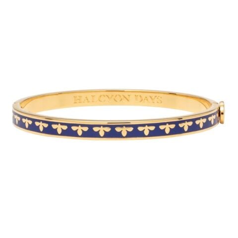 6mm Bee - Deep Cobalt - Gold - Hinged Bangle