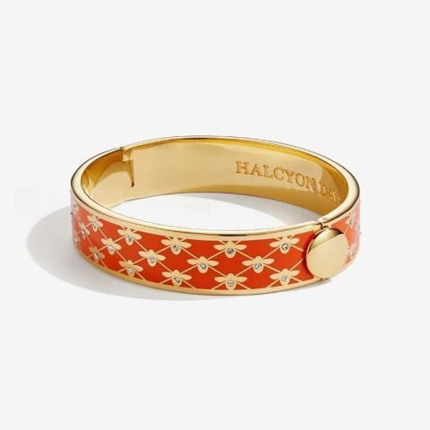13mm Bee Sparkle - Orange - Gold - Hinged Bangle
