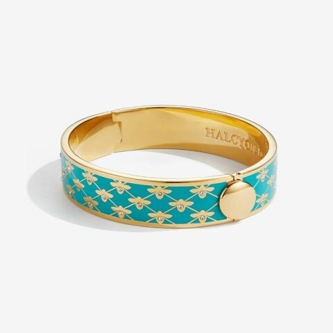 13mm Bee Sparkle - Turquoise - Gold - Hinged Bangle