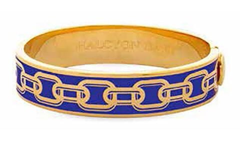 13Mm Chain Deep Cobalt Gold Hinged Bangle