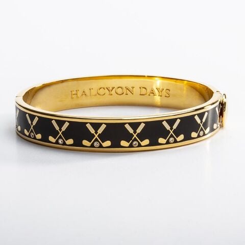 1 Cm Golf Club Black Gold Hinged Bangle