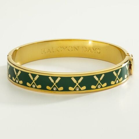 1cm Golf Club - Emerald - Gold - Hinged Bangle - NEW