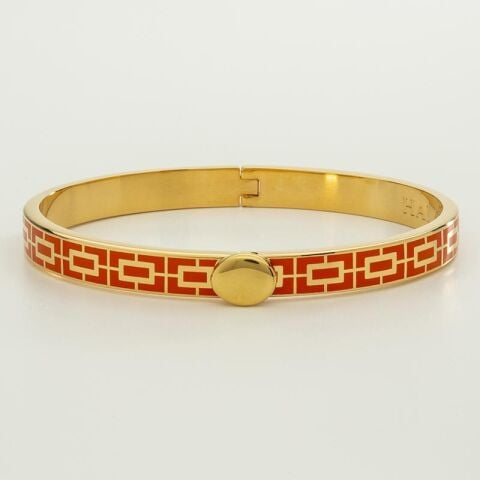 6Mm Mosaic Deep Cobalt Gold Hinged Bangle