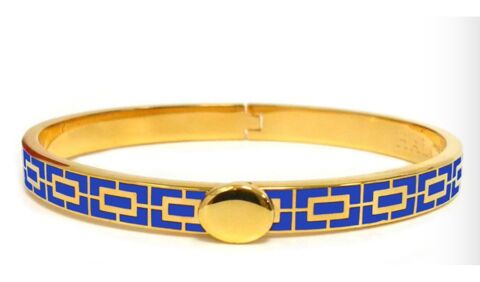 6mm Mosaic - Red - Gold - Hinged Bangle - NEW