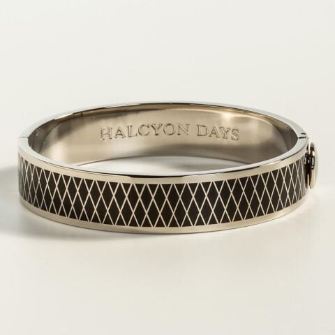 13mm Parterre - Black - Palladium - Hinged Bangle