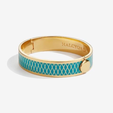 13Mm Parterre Turquoise Gold Hinged Bangle