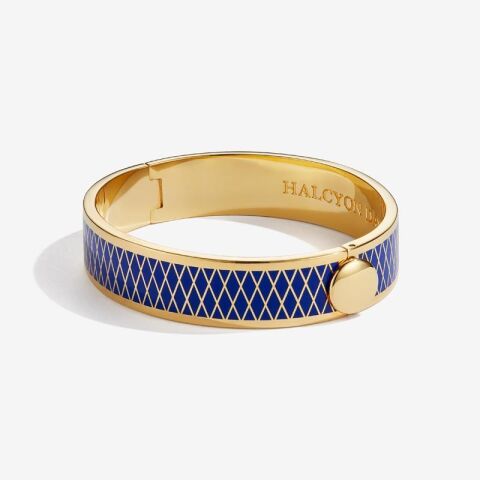 13Mm Parterre Deep Cobalt Gold Hinged Bangle