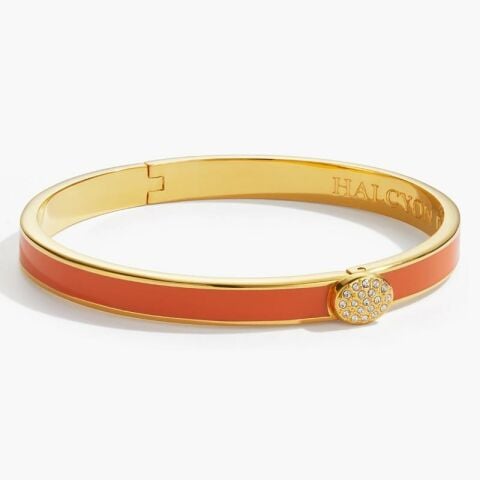 6mm Skinny Plain Pavé Button - Orange-Gold - Hinged Bangle
