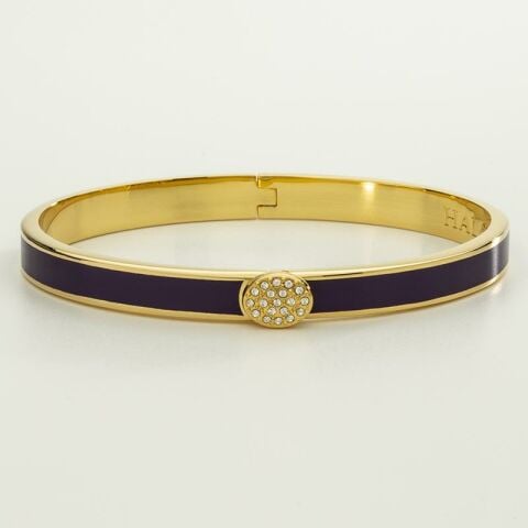 6mm Skinny Plain Pavé Button - Amethyst- Hinged Bangle - NEW
